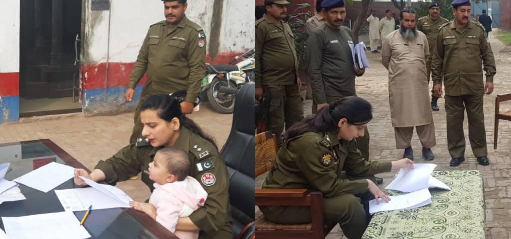 ASP Aisha Butt Police Officer Holding Baby While Working