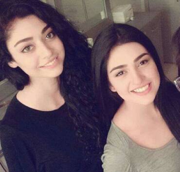 Sarah Khan with her sister Aisha Khan