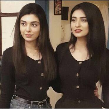 Sarah Khan with her sister Aisha Khan