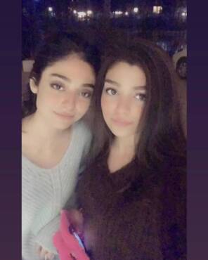 Sarah Khan with her sister Aisha Khan