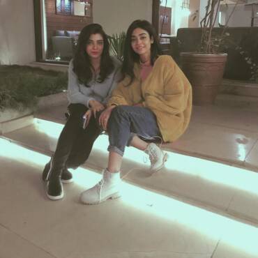 Sarah Khan with her sister Aisha Khan